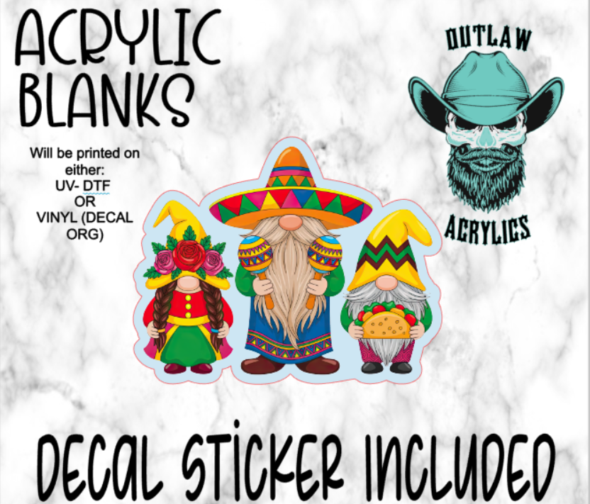 Gnome Cinco De Mayo Acrylic & Decal Set
