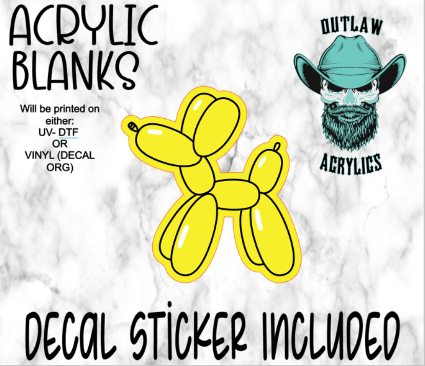 Balloon Dog Outline Acrylic & Decal Set