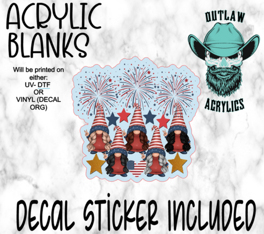 Peace Gnome Girls Acrylic & Decal Set