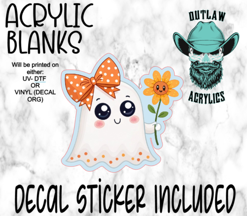 Ghost Orange Bow Flower Acrylic & Decal Set