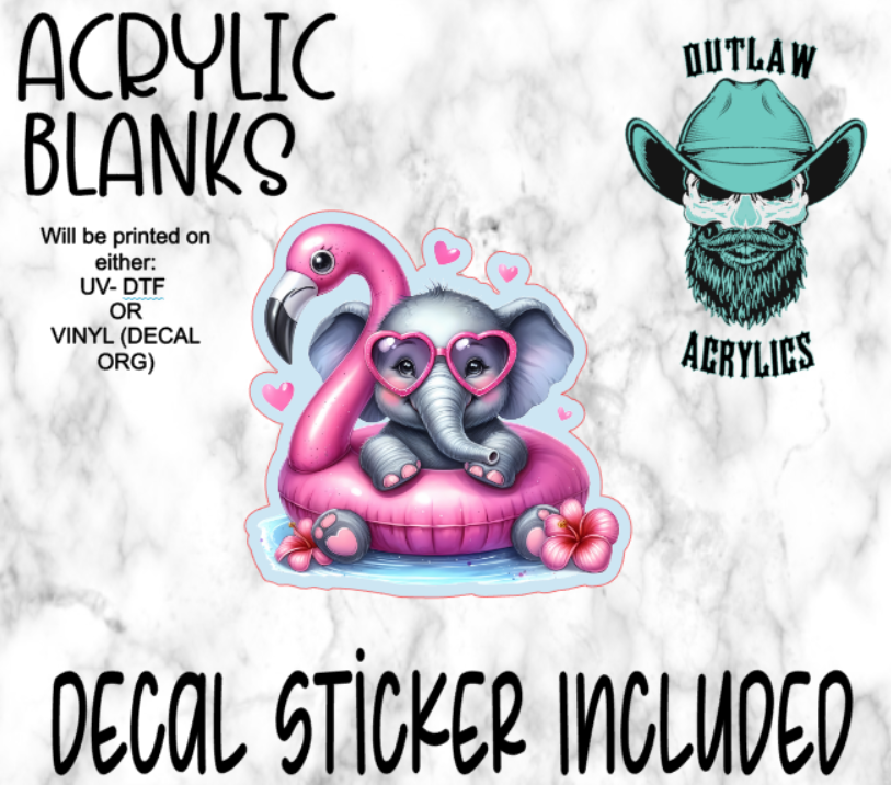 Elephant Flamingo Tube Summer Acrylic & Decal Set