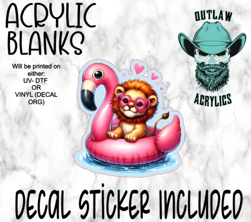 Lion Flamingo Tube Summer Acrylic & Decal Set