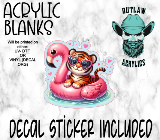 Tiger Flamingo Tube Summer Acrylic & Decal Set