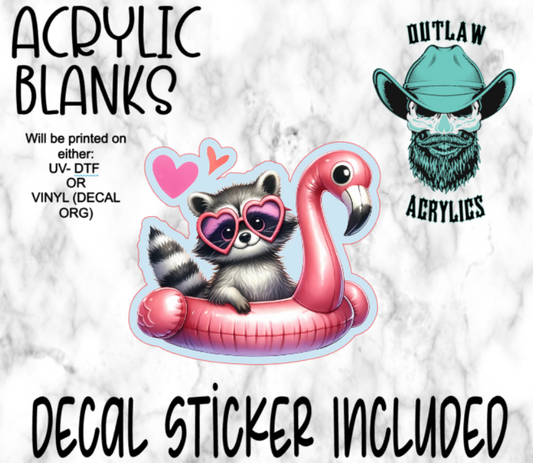 Racoon Flamingo Tube Acrylic & Decal Set