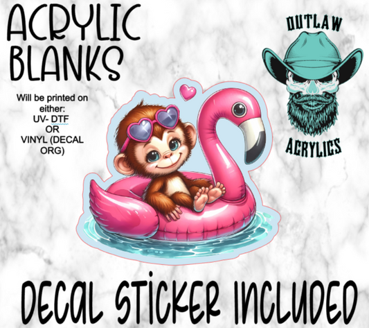 Monkey Flamingo Tube Acrylic & Decal Set