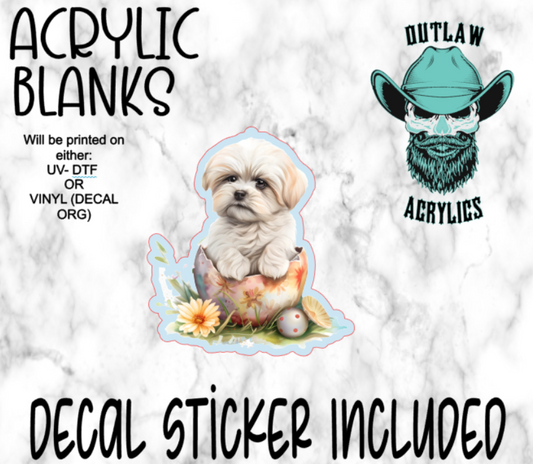 Baby Maltese Easter Acrylic & Decal Set