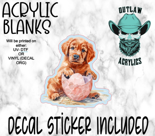 Baby Golden Retriever Easter Acrylic & Decal Set