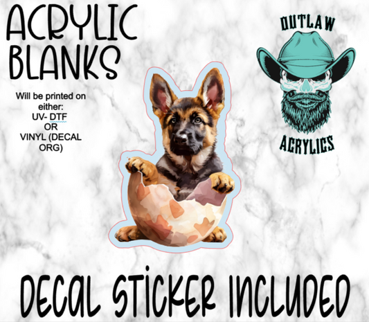Baby German Shep Easter Acrylic & Decal Set