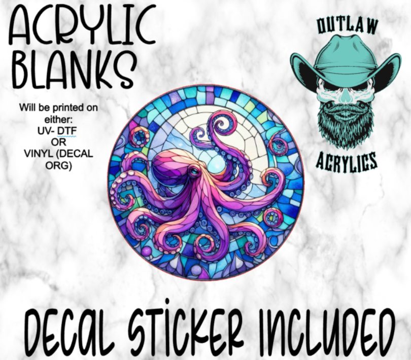 Octopus Stained Glass Acrylic & Decal Set
