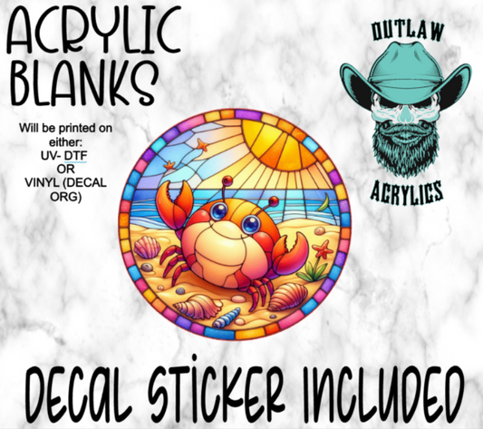 Beach Crab Stained Glass Acrylic & Decal Set