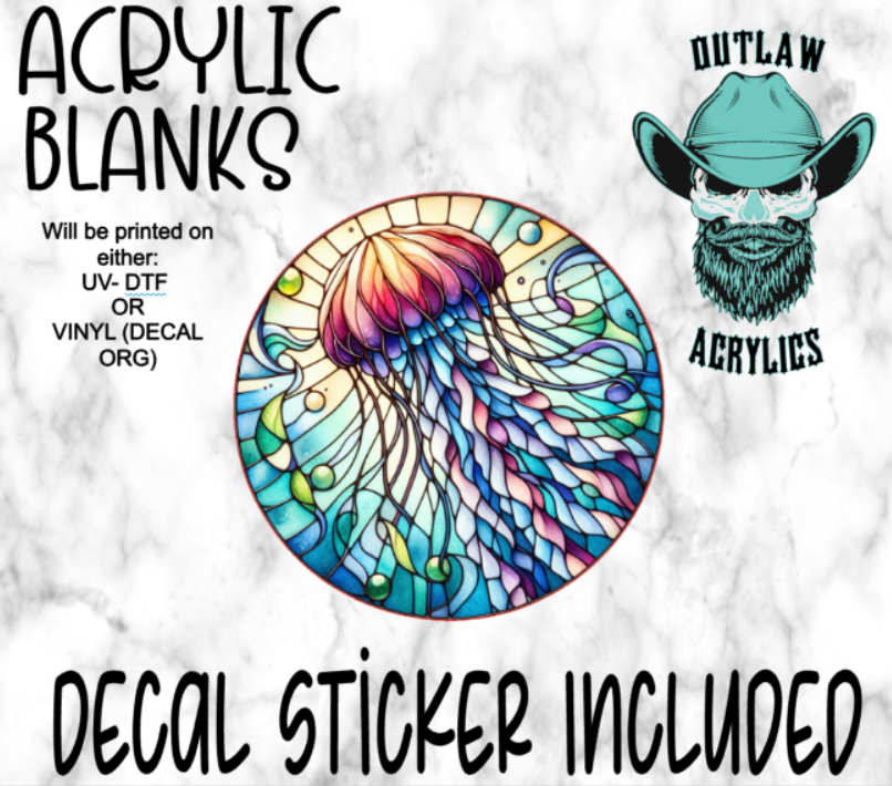 Jelly Fish Stained Glass Acrylic & Decal Set
