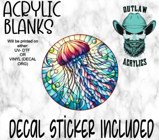 Jelly Fish Stained Glass Acrylic & Decal Set