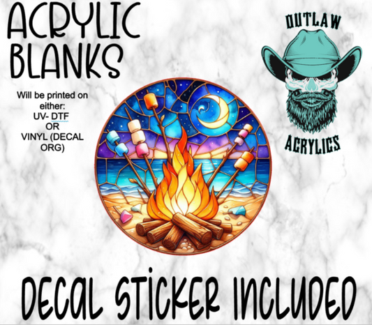 Beach Bon Fire Stained Glass Acrylic & Decal Set