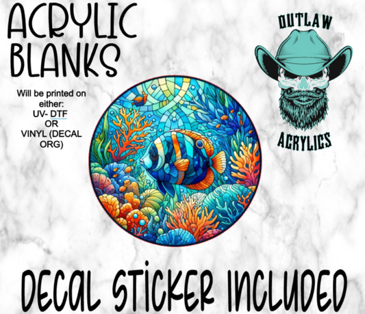 Ocean Fish Stained Glass Acrylic & Decal Set