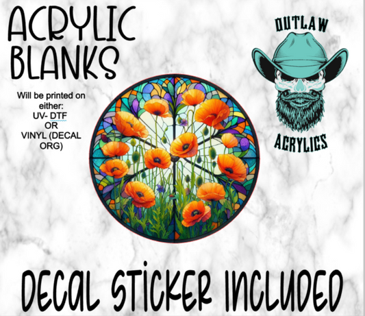 Orange Flowers Stained Glass Acrylic & Decal Set