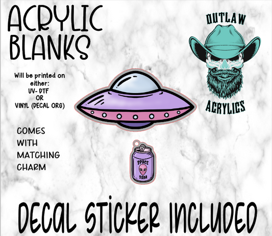 Ufo Acrylic & Decal Set WITH MATCHING CHARM
