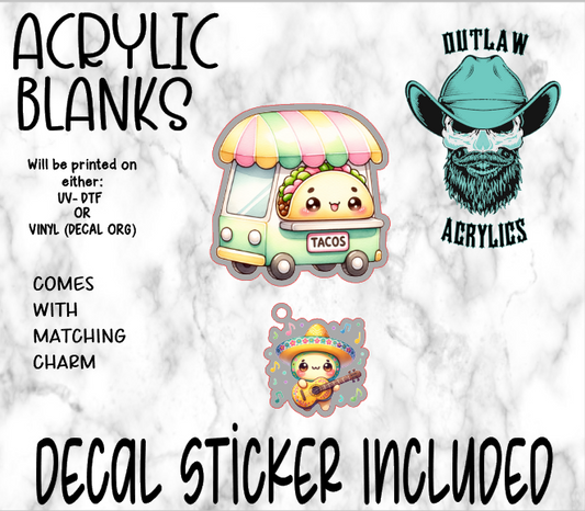 Taco Truck Acrylic & Decal Set WITH MATCHING CHARM