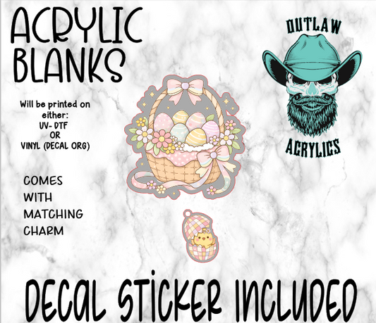 Easter Egg Bunny Basket Acrylic & Decal Set WITH MATCHING CHARM