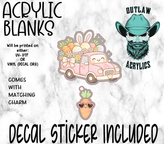 Easter Truck & Eggs Acrylic & Decal Set WITH MATCHING CHARM