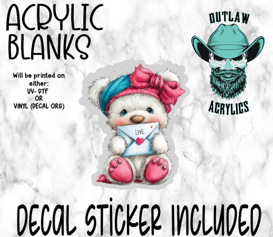 Love Teddy Bear Acrylic & Decal Set