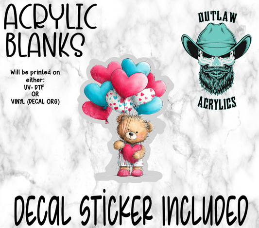 Teddy Bear Balloons Acrylic & Decal Set