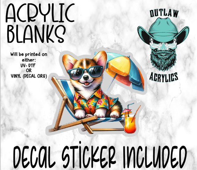 Summer Corgi A Acrylic & Decal Set