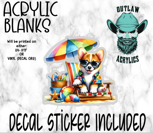 Summer Corgi B Acrylic & Decal Set