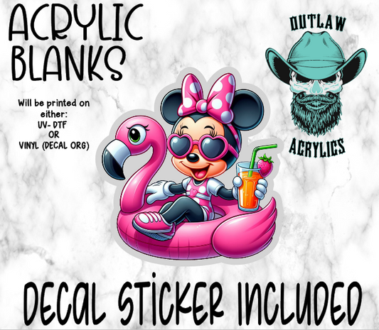Baby Girl Mouse Flamingo Float Acrylic & Decal Set