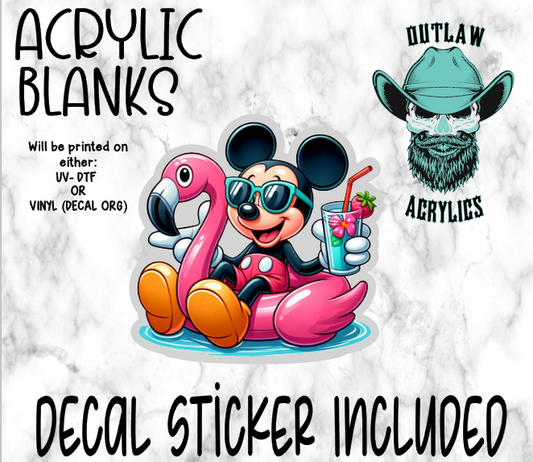 Baby Boy Mouse Flamingo Float Acrylic & Decal Set