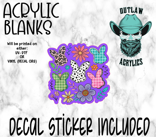 Checkered Floral Peep Coquette Acrylic & Decal Set