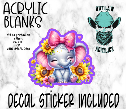 Sunflower Elephant Acrylic & Decal Set