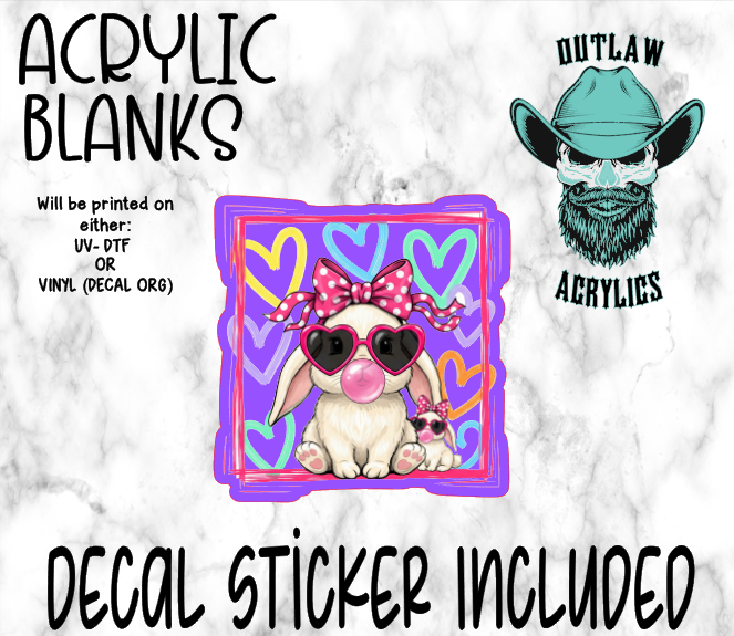 Heart Bunny Glasses Acrylic & Decal Set