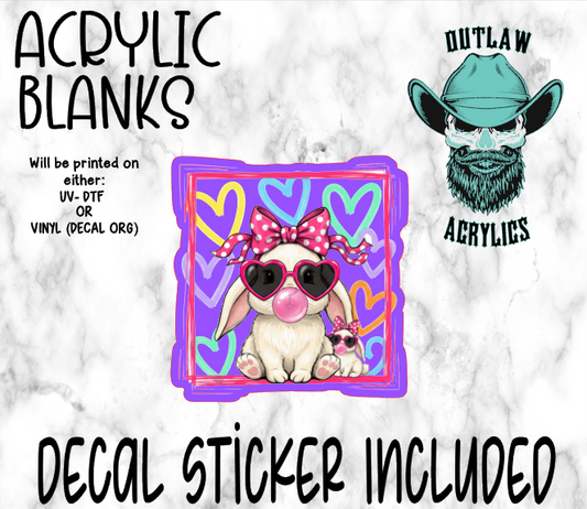 Heart Bunny Glasses Acrylic & Decal Set
