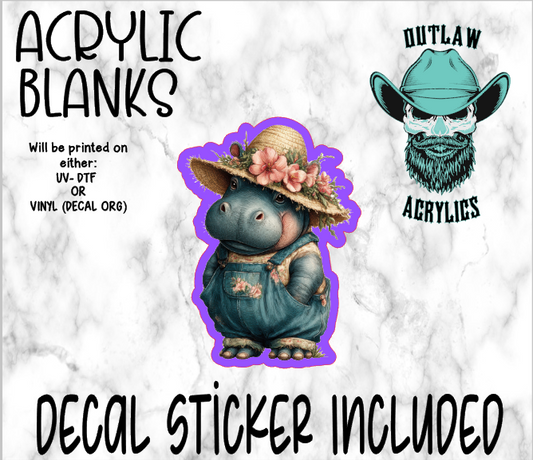 Vintage Hippo Acrylic & Decal Set