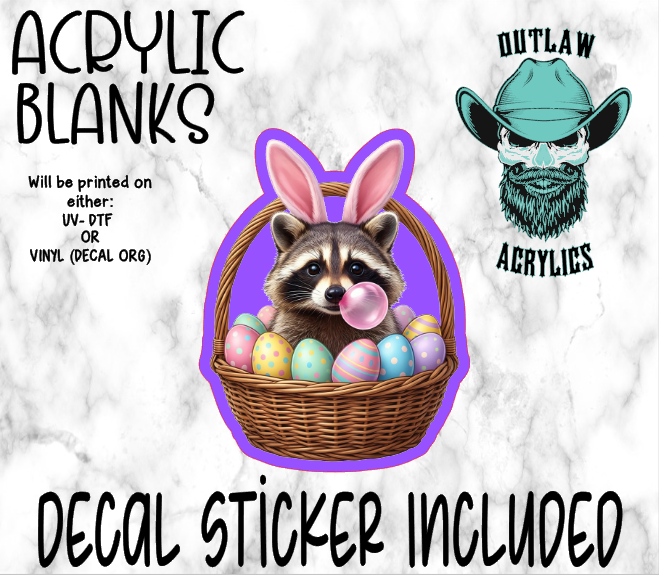 Racoon Easter Basket Acrylic & Decal Set