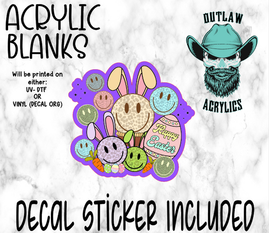 Smiley Easter Faces Acrylic & Decal Set