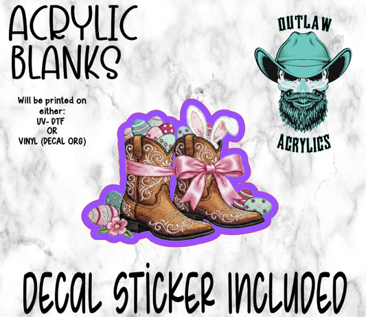 Easter Egg Cowboy Boots Acrylic & Decal Set