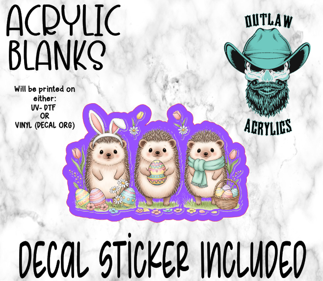 Easter Hedge Hog Acrylic & Decal Set
