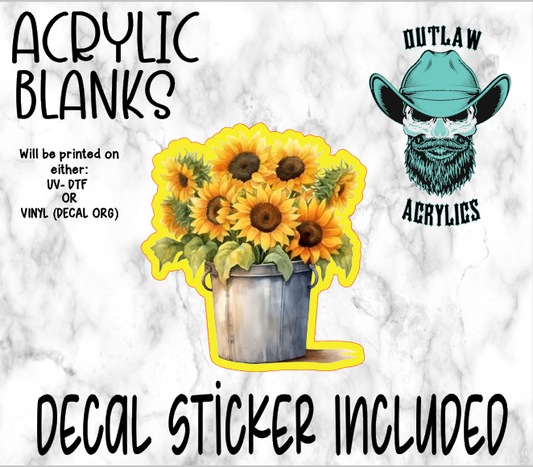Bucket Of Sunflowers Acrylic & Decal Set