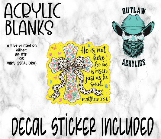 Pastel Cross Leopard Bow Acrylic & Decal Set