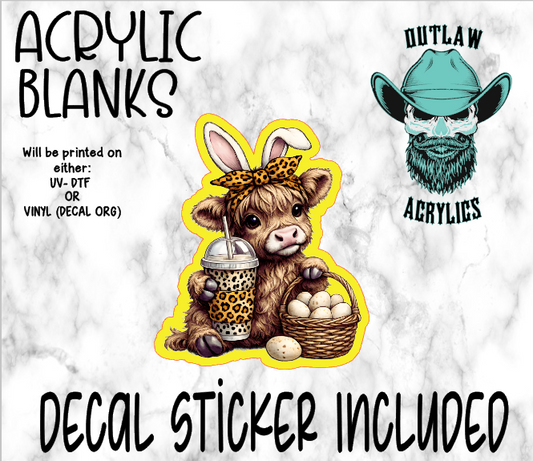 Leopard Highland Easter Basket Coffee Acrylic & Decal Set