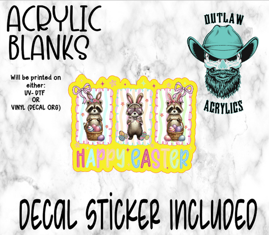 Happy Easter Raccoon Acrylic & Decal Set