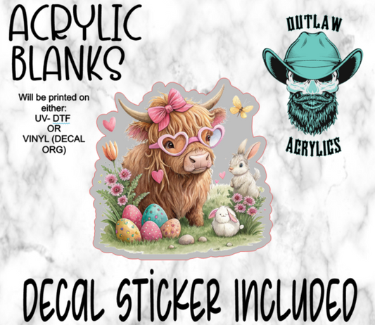 Pink Highland Easter Egg & Bunny Acrylic & Decal Set