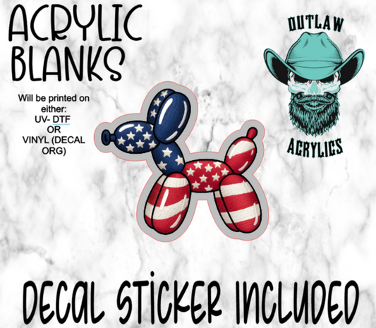 Patriotic Balloon Dog Acrylic & Decal Set