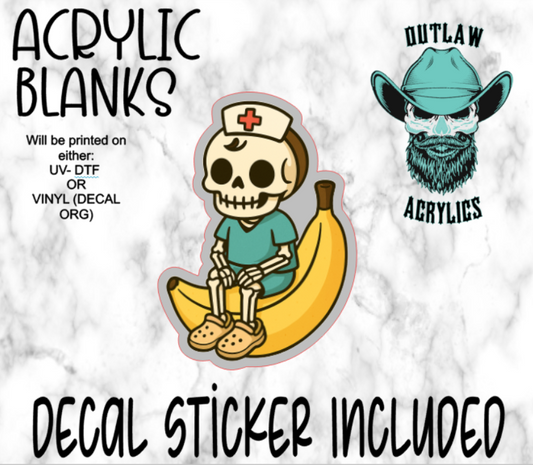 Skele Sittin Banana Crocin Acrylic & Decal Set