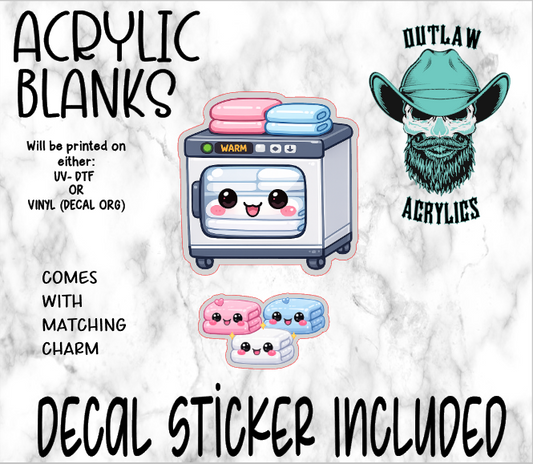 Blanket Warmer Acrylic & Decal Set WITH MATCHING CHARM