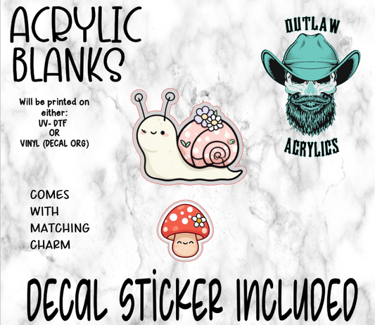 Happy Snail Acrylic & Decal Set WITH MATCHING CHARM