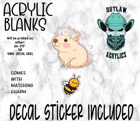 Floral Capybara Acrylic & Decal Set WITH MATCHING CHARM