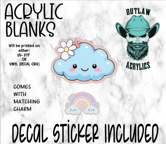 Kawaii Cloud Acrylic & Decal Set WITH MATCHING CHARM