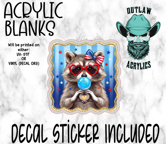 Racoon Bubble Gum Patriotic Acrylic & Decal Set